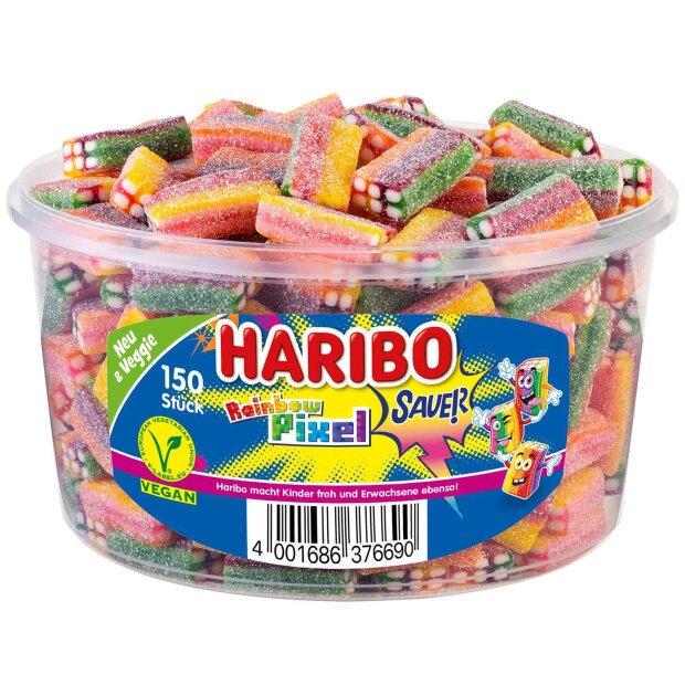 Haribo Rainbow Pixel Sur Vegan 150 stk.